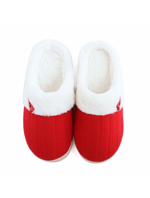 NineCiFun Women's Slip on Fuzzy Slippers Memory Foam House Slippers Outdoor Indoor Warm Plush Bedroom Shoes Scuff with Fur Lining