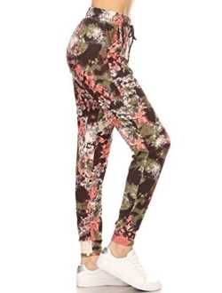 Leggings Depot Women's Printed Solid Activewear Jogger Track Cuff Sweatpants