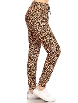 Leggings Depot Women's Printed Solid Activewear Jogger Track Cuff Sweatpants