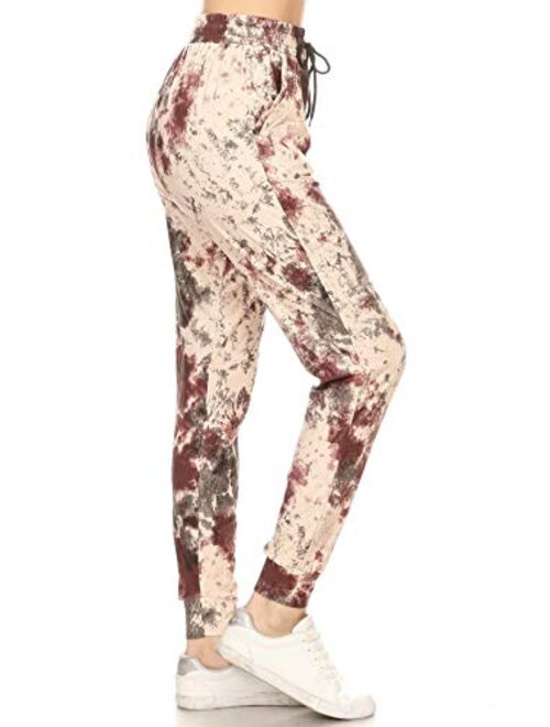 Leggings Depot Women's Printed Solid Activewear Jogger Track Cuff Sweatpants