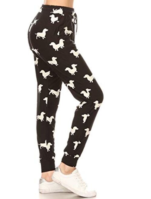 Leggings Depot Women's Printed Solid Activewear Jogger Track Cuff Sweatpants