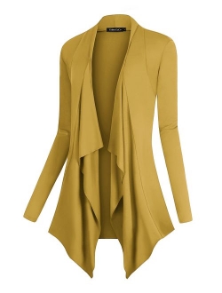 Women's Drape Front Open Cardigan Long Sleeve Irregular Hem