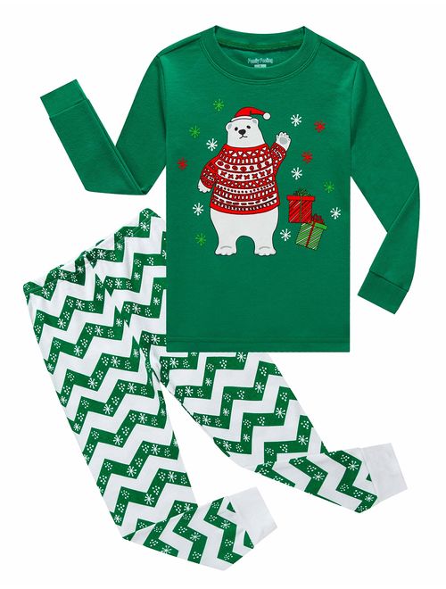 Family Feeling Striped Boys Girls 2 Piece Christmas Pajamas Set 100% Cotton Pjs