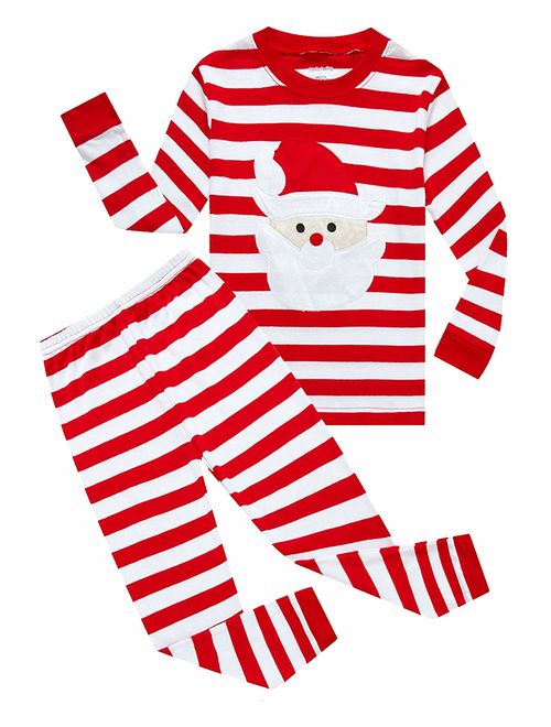 Family Feeling Striped Boys Girls 2 Piece Christmas Pajamas Set 100% Cotton Pjs