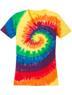 Joe's USA Koloa Ladies Colorful Tie-Dye V-Neck Tees in 10 Colors Sizes: XS-4XL