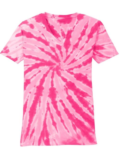 Joe's USA Koloa Ladies Colorful Tie-Dye V-Neck Tees in 10 Colors Sizes: XS-4XL