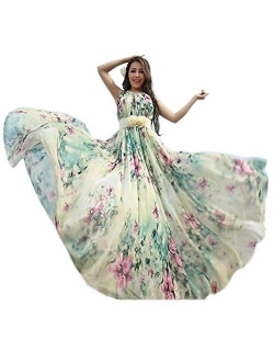 MedeShe Chiffon Floral Holiday Beach Bridesmaid Maxi Dress Sundress