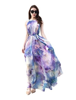 MedeShe Chiffon Floral Holiday Beach Bridesmaid Maxi Dress Sundress