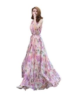 MedeShe Chiffon Floral Holiday Beach Bridesmaid Maxi Dress Sundress