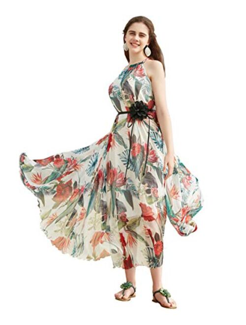 MedeShe Chiffon Floral Holiday Beach Bridesmaid Maxi Dress Sundress