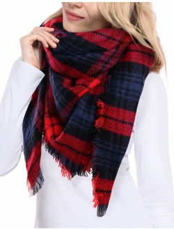 Bess Bridal Women's Plaid Blanket Winter Scarf Warm Cozy Tartan Wrap Oversized Shawl Cape