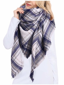 Bess Bridal Women's Plaid Blanket Winter Scarf Warm Cozy Tartan Wrap Oversized Shawl Cape