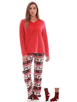 Just Love Women's Ultra-Soft Pajama Pant Set with Matching Fuzzy Socks