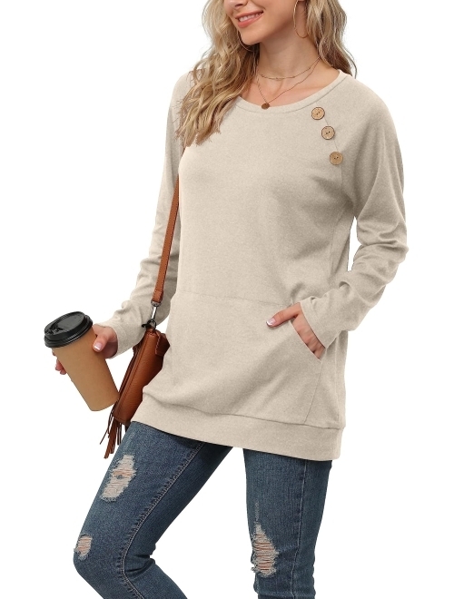 Yincro Women's Casual Long Sleeve Tunic Tops Fall Tshirt Blouses