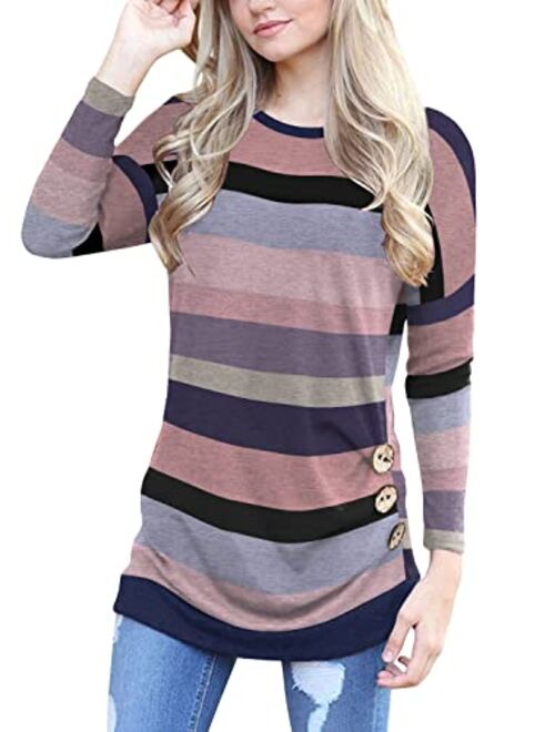 Yincro Women's Casual Long Sleeve Tunic Tops Fall Tshirt Blouses