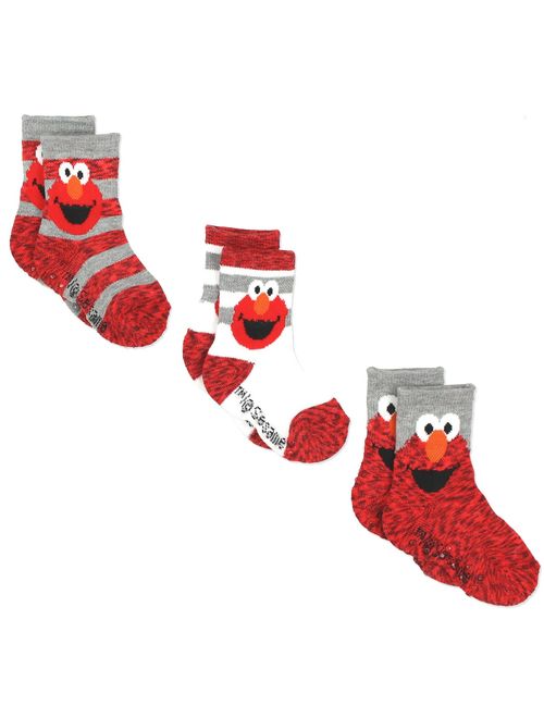 Sesame Street Elmo Boy's Girl's Multi Pack Crew Socks with Grippers (Baby/Toddler)