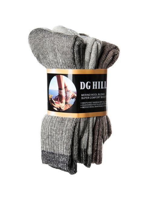 3 Pairs 80% Merino Wool Thermal Crew Mens Wool Socks For Winter, Mens and Womens Hiking Socks