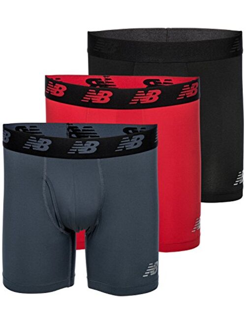 New Balance Boxer Brief Fly Front with Pouch, 3-Pack of 6 Inch Tagless Underwear