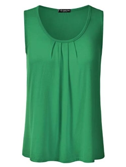 DRESSIS Women's Casual Pleated Scoop Neck Loose Fit Tank Top