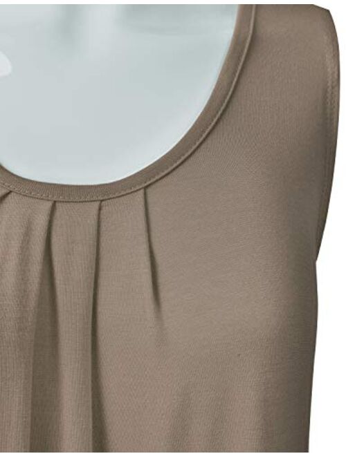 DRESSIS Women's Casual Pleated Scoop Neck Loose Fit Tank Top