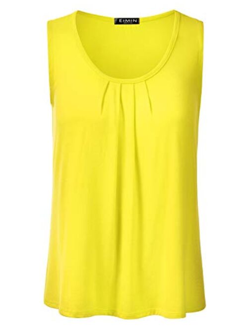 DRESSIS Women's Casual Pleated Scoop Neck Loose Fit Tank Top