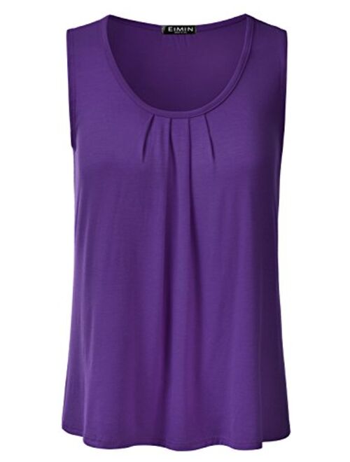 DRESSIS Women's Casual Pleated Scoop Neck Loose Fit Tank Top