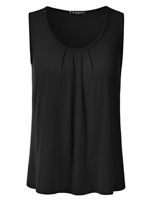 DRESSIS Women's Casual Pleated Scoop Neck Loose Fit Tank Top