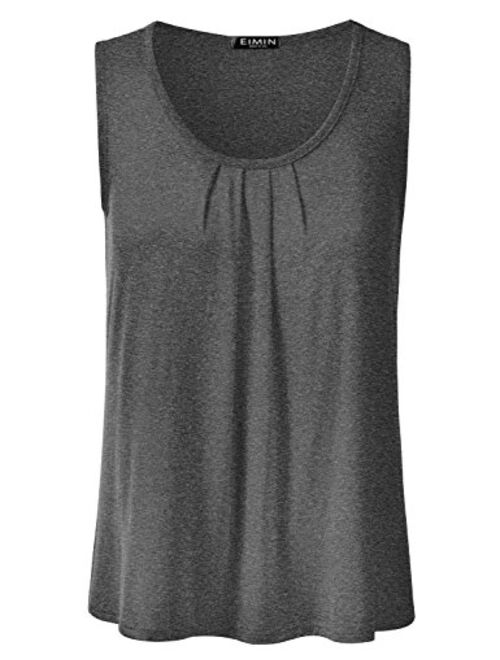 DRESSIS Women's Casual Pleated Scoop Neck Loose Fit Tank Top