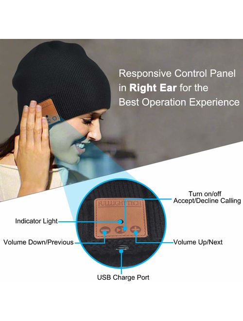Upgraded Bluetooth Beanie Hat Wireless Headphones Headset Music Hat Winter Knit Cap with Stereo Speakers & Microphone Unique Christmas Tech Gifts for Women Mom Her Men Te