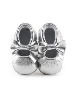 Delebao Infant Toddler Baby Soft Sole Tassel Bowknot Moccasinss Crib Shoes