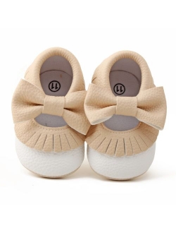 Delebao Infant Toddler Baby Soft Sole Tassel Bowknot Moccasinss Crib Shoes