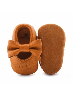 Delebao Infant Toddler Baby Soft Sole Tassel Bowknot Moccasinss Crib Shoes