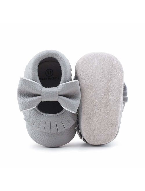 Delebao Infant Toddler Baby Soft Sole Tassel Bowknot Moccasinss Crib Shoes