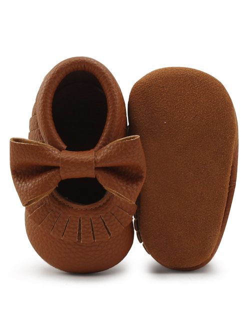 Delebao Infant Toddler Baby Soft Sole Tassel Bowknot Moccasinss Crib Shoes