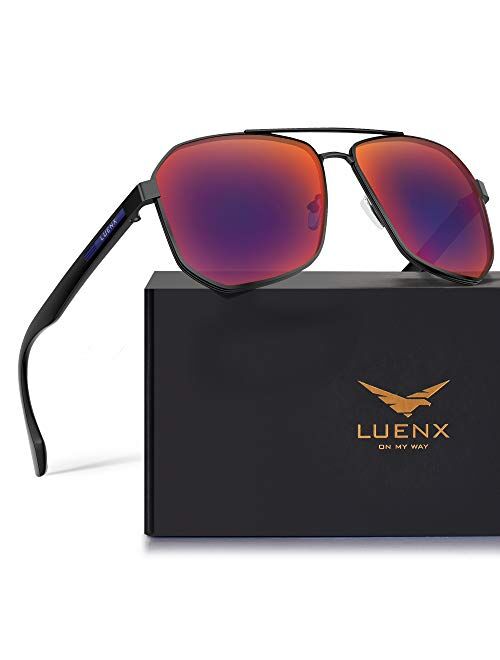 LUENX Aviator Sunglasses for Men Polarized - UV 400 Protection with case 60MM Classic Style