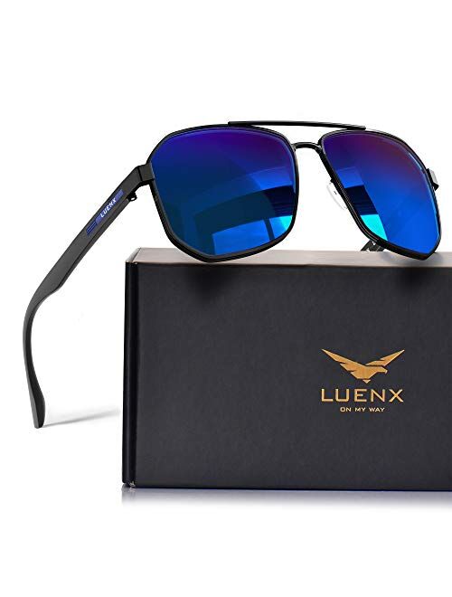 LUENX Aviator Sunglasses for Men Polarized - UV 400 Protection with case 60MM Classic Style