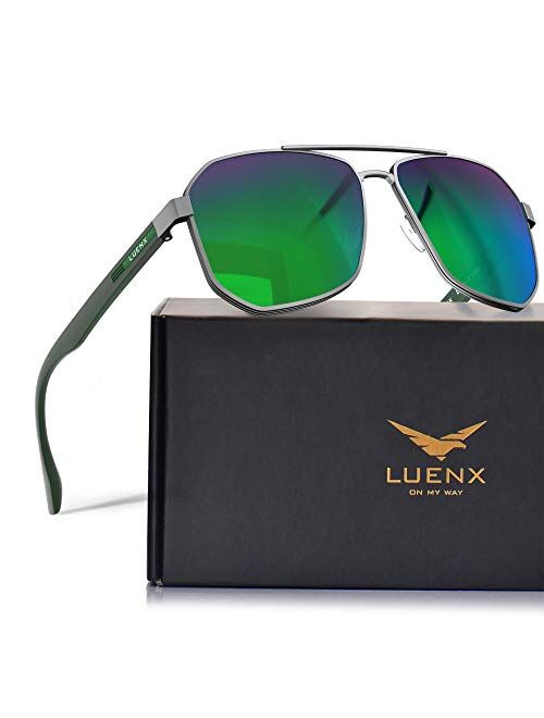 LUENX Aviator Sunglasses for Men Polarized - UV 400 Protection with case 60MM Classic Style