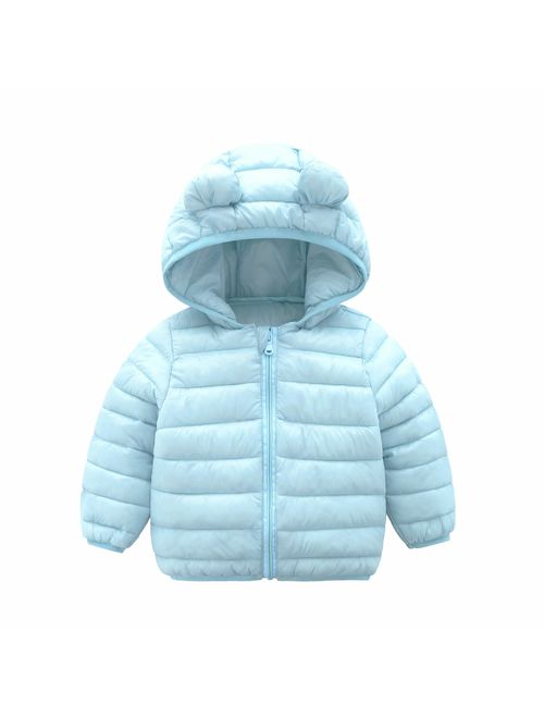 CECORC Winter Coats for Kids with Hoods (Padded) Light Puffer Jacket for Baby Boys Girls, Infants, Toddlers