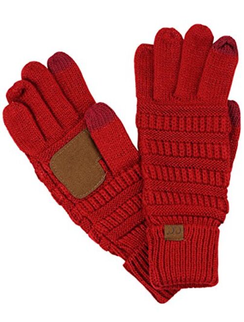 C.C Unisex Cable Knit Winter Warm Anti-Slip Touchscreen Texting Gloves