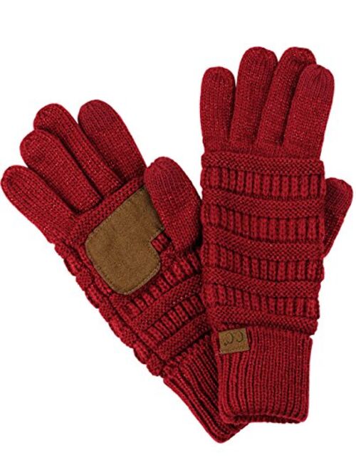 C.C Unisex Cable Knit Winter Warm Anti-Slip Touchscreen Texting Gloves