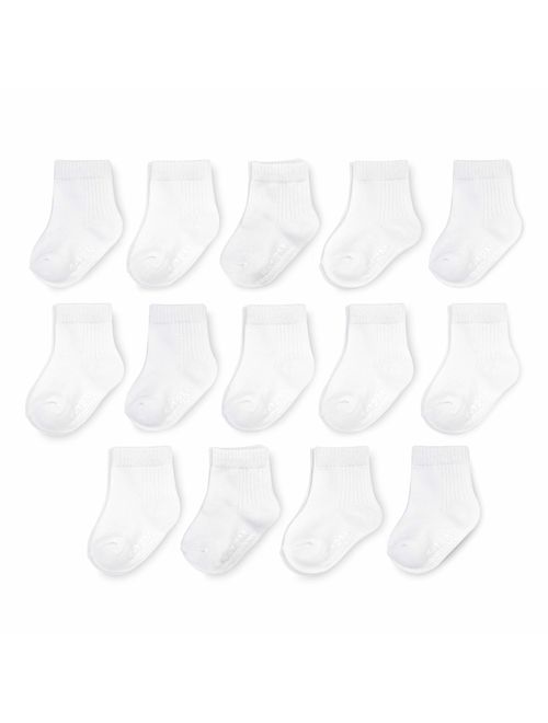 Fruit of the Loom Baby 14-Pack Grow & Fit Flex Zones Cotton Stretch Socks - Unisex, Girls, Boys