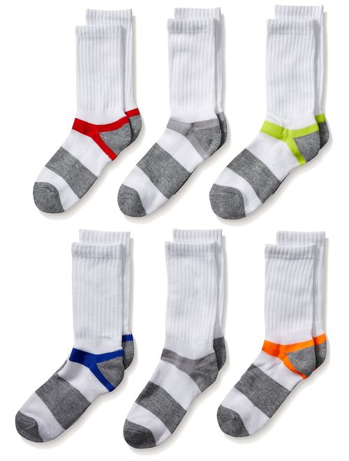 Fruit of the Loom Boys' 6-Pair Half Cushion Crew Socks