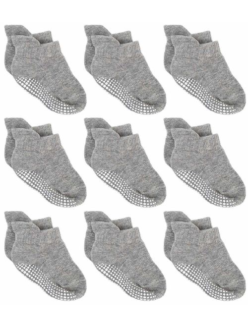 Zaples Baby Non Slip Grip Ankle Socks with Non Skid Soles for Infants Toddlers Kids Boys Girls