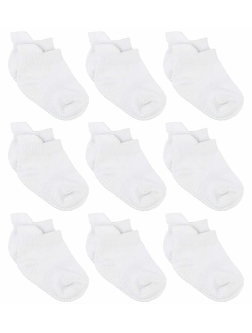 Zaples Baby Non Slip Grip Ankle Socks with Non Skid Soles for Infants Toddlers Kids Boys Girls