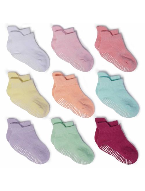 Zaples Baby Non Slip Grip Ankle Socks with Non Skid Soles for Infants Toddlers Kids Boys Girls