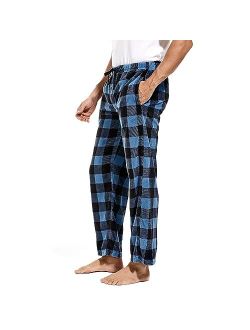 DG Hill 3 Pack Plaid Mens Pajama Pants Set Bottoms Fleece Lounge Sleepwear PJs with Pockets Microfleece