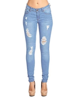 Blue Age Womens Destroyed Ripped Distressed Skinny Jeans