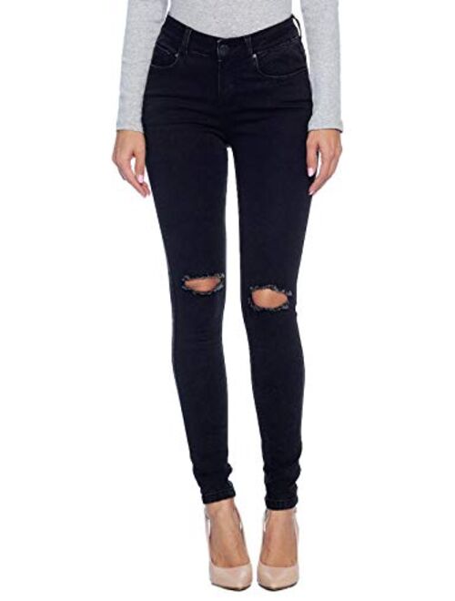 Blue Age Womens Destroyed Ripped Distressed Skinny Jeans