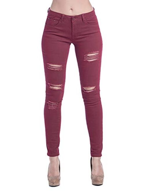 Blue Age Womens Destroyed Ripped Distressed Skinny Jeans