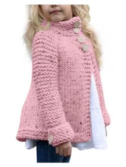 Toddler Baby Girls Autumn Winter Clothes Button Knitted Sweater Cardigan Cloak Warm Thick Coat